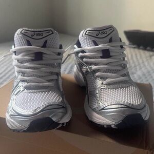 ASICS White and Silver Mesh Sneakers